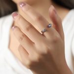 color: A077-Steel Color Deep Blue Colored Glaze Ring / size: US 7