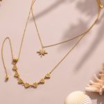 Tassel Fully Jeweled Loving Heart Zircon Pull Clavicle Necklace Eight Awn Star Pendant All-Match Jewelry
