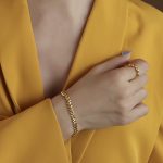color: E251-Gold Textured Bracelet 15+5cm