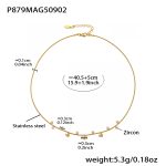 color: P879-Gold Zircon Necklace 40+5cm