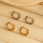 Medical Grade G23 Titanium Alloy Ear Clip Simple Simple Bracelet Earrings Vacuum Furnace Inner Gold Silver Earrings Commuter's All-Matching