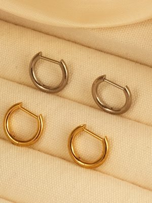 Medical Grade G23 Titanium Alloy Ear Clip Simple Simple Bracelet Earrings Vacuum Furnace Inner Gold Silver Earrings Commuter's All-Matching