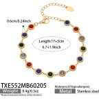 color: TXE552-Gold Full Pave Multicolor Zircon Bracelet