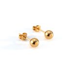 color: Steel Bead Stud Earrings Gold MS-113