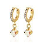 color: AB Stone Light Round Pendant Ear Cuff -2
