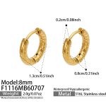 color: F1116-Spiral Texture Gold Earrings -Inner Diameter 8mm