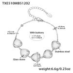 color: TXE510-White Faceted Stone Steel Color Bracelet 16.5+5cm