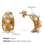 color: EH1134WEG White Bead Gold Earrings