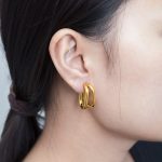 color: Two Wire Mixed Connected Oval Earrings Gold