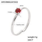 color: A953-Steel Color Red Zircon Ring / size: US 7