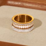New Advanced Light Luxury Design Stainless Steel Gold Plated Zircon Ring Ring Ornament Women