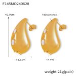 color: F145-Gold White Colored Glaze Earrings