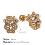 color: EH976WEG White Rhinestone Gold Stud Earrings