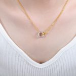 color: P1546-Gold Gold-Steel Necklace -42+7cm