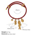 color: SL228RDG Red Cord Multi-charm Bangle