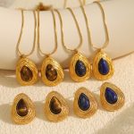 New French Retro Maillard Autumn and Winter Tiger Eye Necklace Personalized Graceful and Wild Simple Jewelry Suit for Women