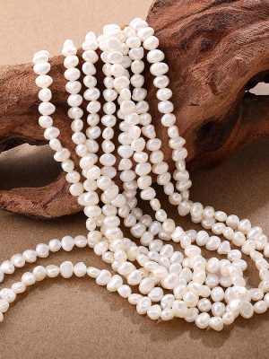 Retro Irregular Natural Freshwater Pearl Necklace Stainless Steel 18K Gold Plating Gentle Elegant Women