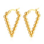 color: Gold Triangle Welded Bead Earrings MS-344B