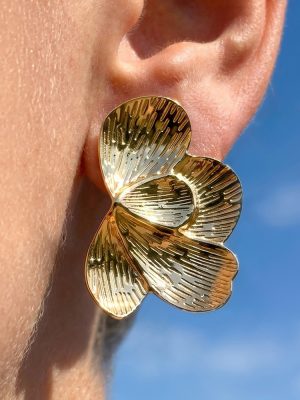 Personalized Leaves Exaggerated Geometry Earrings Chic Light Luxury All-Match Daily Casual Earrings Gold Plated