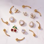 Stainless Steel Inlaid Zircon Navel Stud Multi-Style Combination Millennium Exquisite Removable DIY Puncture Jewelry