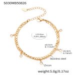 color: S030-Gold Double Layer Beveled Anklet 21+5cm