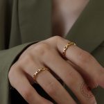 Marka French Style Ornament Ring Bone Joint Hollow Ring Forefinger Ring Stainless Steel 18K Gold A206