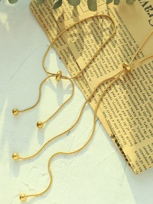 Women's Snake Bone Chain Stainless Steel 18K Gold Plating-Drawer Pull Buckle Necklace Trendy Bracelet Jewelry Suit Personality Stylish Accessories