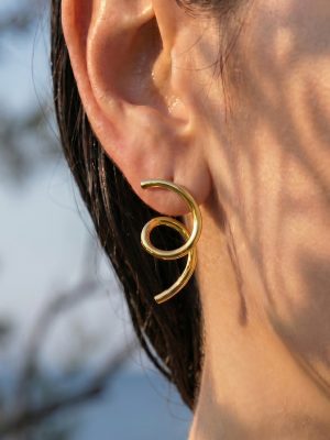 Exquisite Matte Surface Shaped Line Earrings 18K Gold Plated Stainless Steel Geometric Personalized Exaggerated Earrings