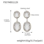 color: F957-White Faceted Stone Steel Color Earrings