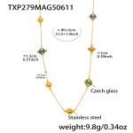 color: TXP279-Gold Mixed Colors Glass Stone Necklace 80+5cm