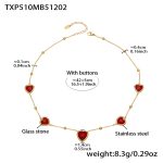 color: TXP510-Red Color Faceted Stone Gold Necklace 42+5cm