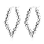 color: Steel Color Rhombus Welded Bead Earrings MS-344C