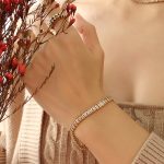color: E238-Champagne Color Zircon Bracelet -17cm