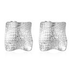color: Square Random Texture Earrings Steel Color MS-513