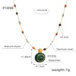 color: P1898-Malachite Pendant Necklace -45+5cm