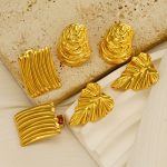 Curved Leaf Earrings Stainless Steel All-Matching Graceful New Chinese Stud Earrings for Women