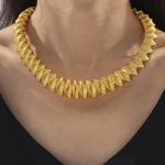 Simple Personality Hip Hop Ear Accessories Geometric Spring Shape Stainless Steel Gold Plated Casual Necklace