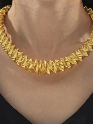 Simple Personality Hip Hop Ear Accessories Geometric Spring Shape Stainless Steel Gold Plated Casual Necklace