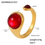 color: A049-Gold Garnet Open Ring / size: US 7