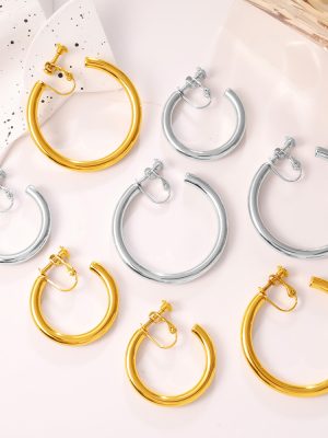Versatile Metal round Ring Earrings Simple Large Circle Design Simple Bracelet Ear Ring