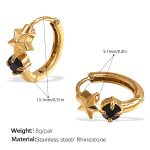 color: EH1127BKG Black Rhinestone Gold Hoop Earrings