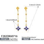 color: F282-Sapphire Blue Color Zircon Gold Earrings