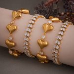 High Quality Heart Water Drops Zircon Hand-Assembled Bracelet PVD 18K Gold Plating Advanced Bracelet