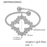 color: A997-Steel Color 5A Zircon Ring / size: US 7