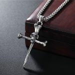 Skull Men's Ornament Stainless Steel Cross Personalized Pendant Punk Necklace Clothing Accessories