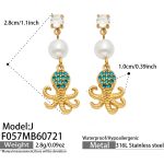 color: F057-J Style Blue Color Zircon Octopus Gold Earrings