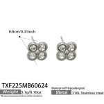 color: TXF225-White Zircon Steel Color Earrings