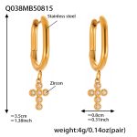 color: Q038-Gold Cross Zircon U Shape Earrings