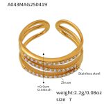 color: A043-Gold 5A Zircon Ring / size: US 7