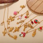 Seaside Holiday DIY Mushroom Pendant Necklace Stainless Steel Plated 18K Elegant Jewelry Women
